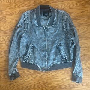 Lily & Lottie dark-wash bomber jean jacket